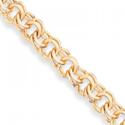 14k Yellow Gold 11.00mm Double Link Charm Bracelet