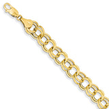 14k Yellow Gold 8.50mm Hollow Double Link Charm Bracelet