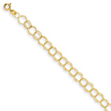 14k Yellow Gold Solid 5.00mm Triple Link Charm Bracelet