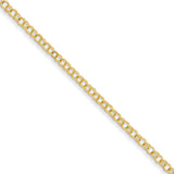 14k Yellow Gold 3.00mm Solid Double Link Charm Bracelet