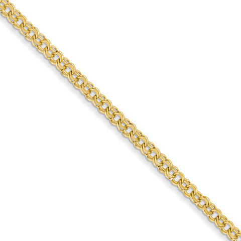 14k Yellow Gold 4.00mm Solid Double Link Charm Bracelet