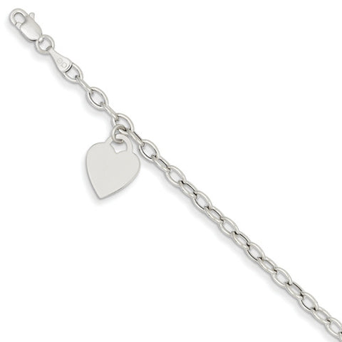 14k White Gold Dangle Heart Bracelet