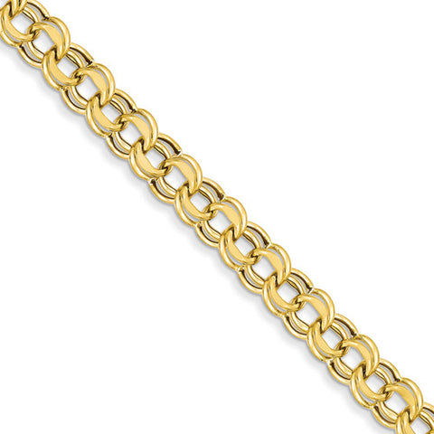 14k Yellow Gold Lite 8mm Double Link Charm Bracelet