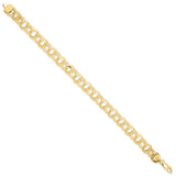 14k Yellow Gold 9.00mm Triple Link Charm Bracelet