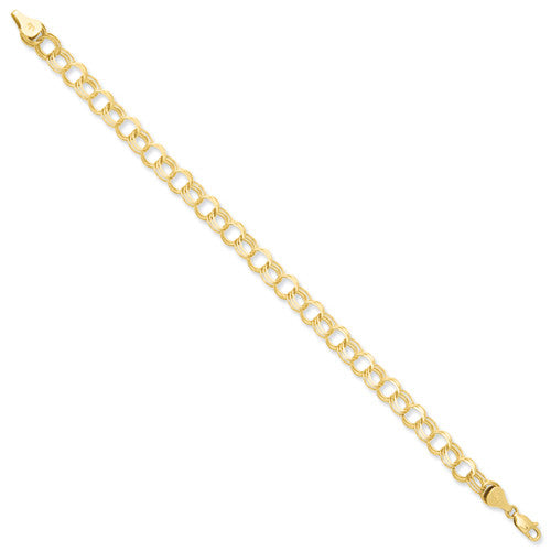 14k Yellow Gold 7.00mm Triple Link Charm Bracelet