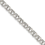 14k White Gold Lite 6.00mm Double Link Charm Bracelet