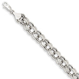 14k White Gold Lite 8mm Double Link Charm Bracelet